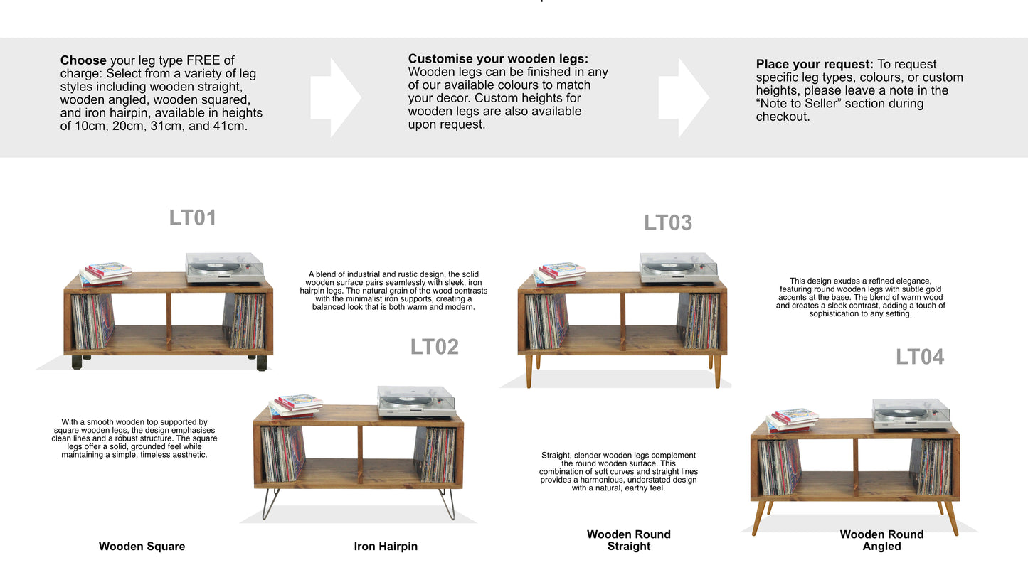 Record Player Stand, Vinyl LP Record Storage, Hifi Rack, Turntable Unit, Vinyl Storage Furniture - Many Colours Available!