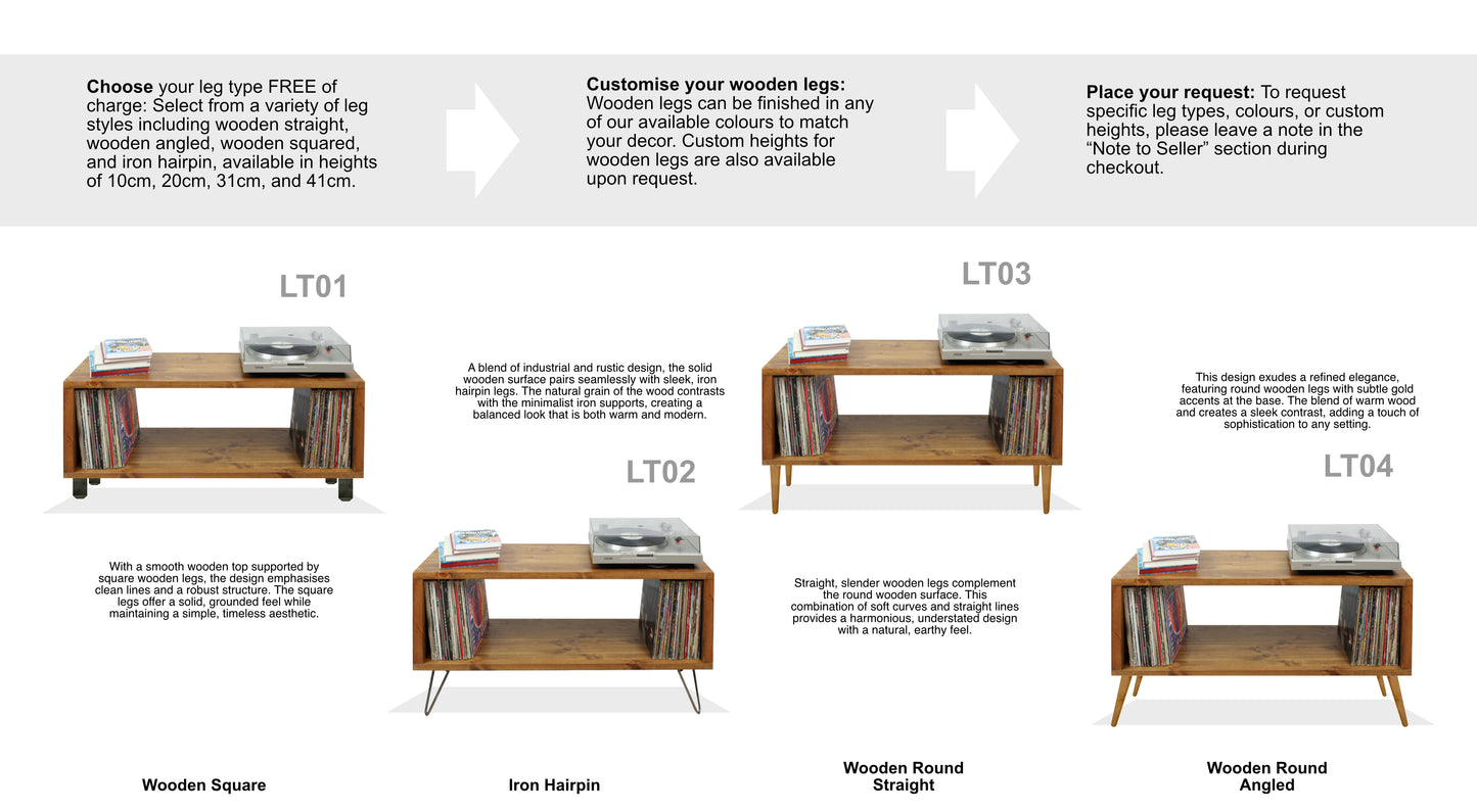 Record Player Stand, Vinyl LP Record Storage, Hifi Rack, Turntable Unit, Vinyl Storage Furniture - Many Colours Available!