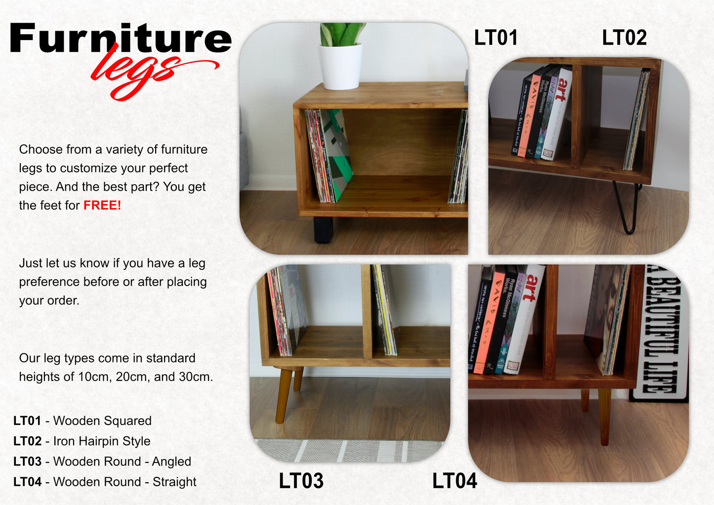 Record Player Stand, Vinyl LP Record Storage, Hifi Rack, Turntable Unit, Vinyl Storage Furniture - Many Colours Available!