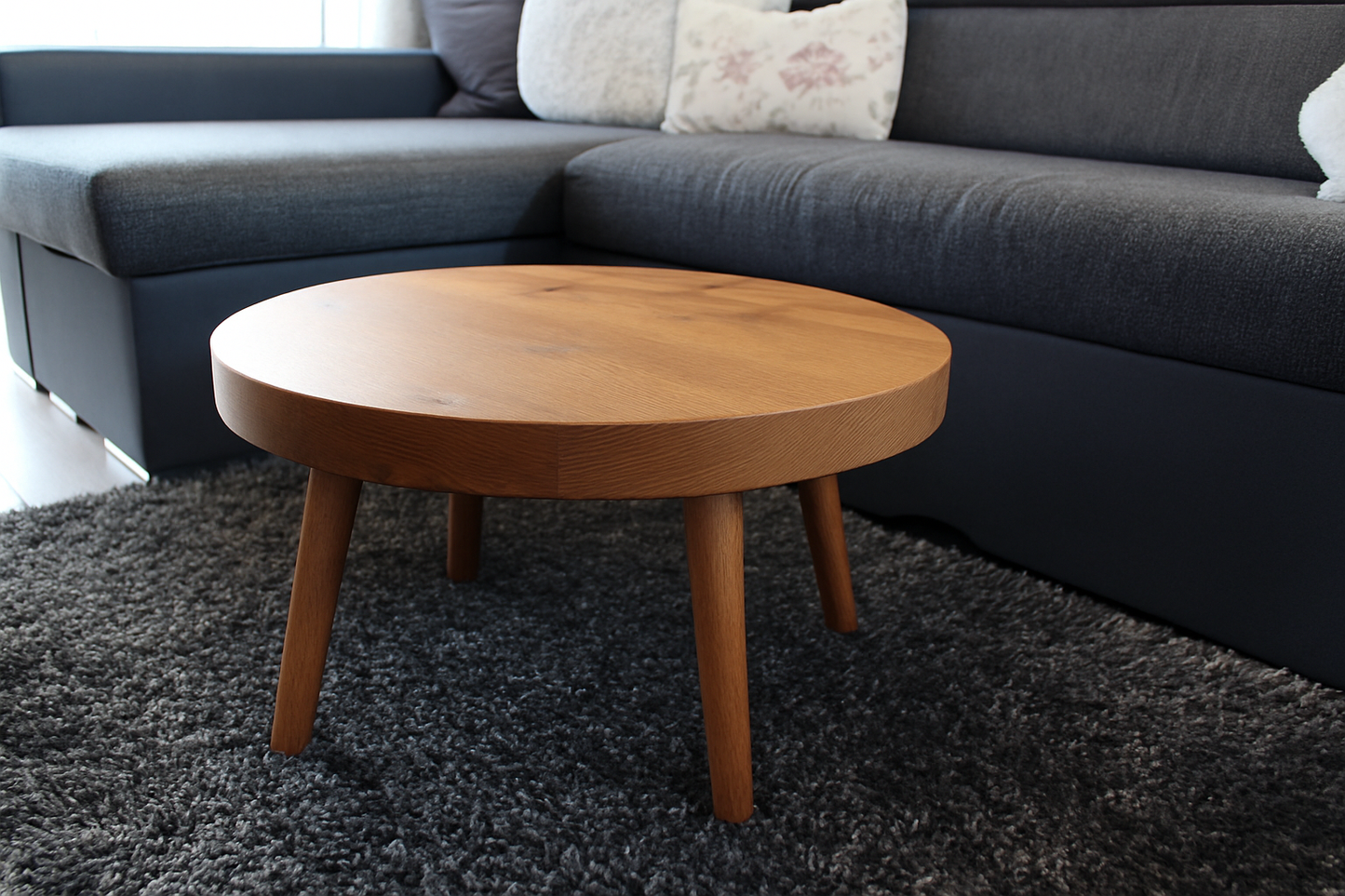 Rustic Industrial Coffee Table, Round Rectangle Low Table, Side Table, Made with Solid Wood - Available in many Colours!
