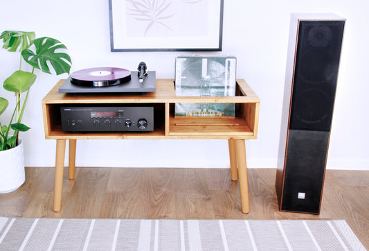 Solid Wood Record Player Stand & Vinyl Storage Unit | Handmade Cabinet