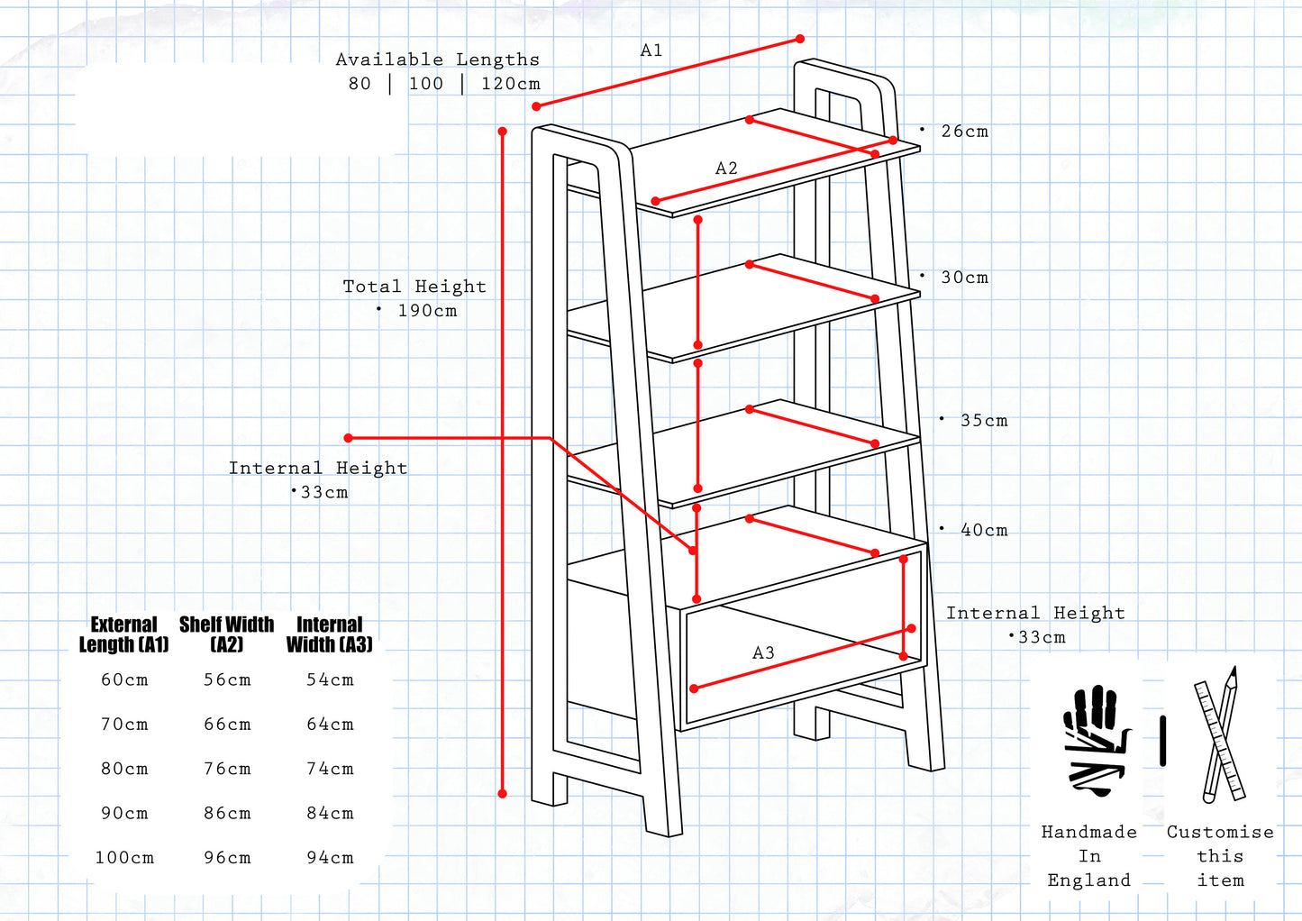 Mid‑Century Ladder Media Stand with Shelves | Solid Wood Wall Unit
