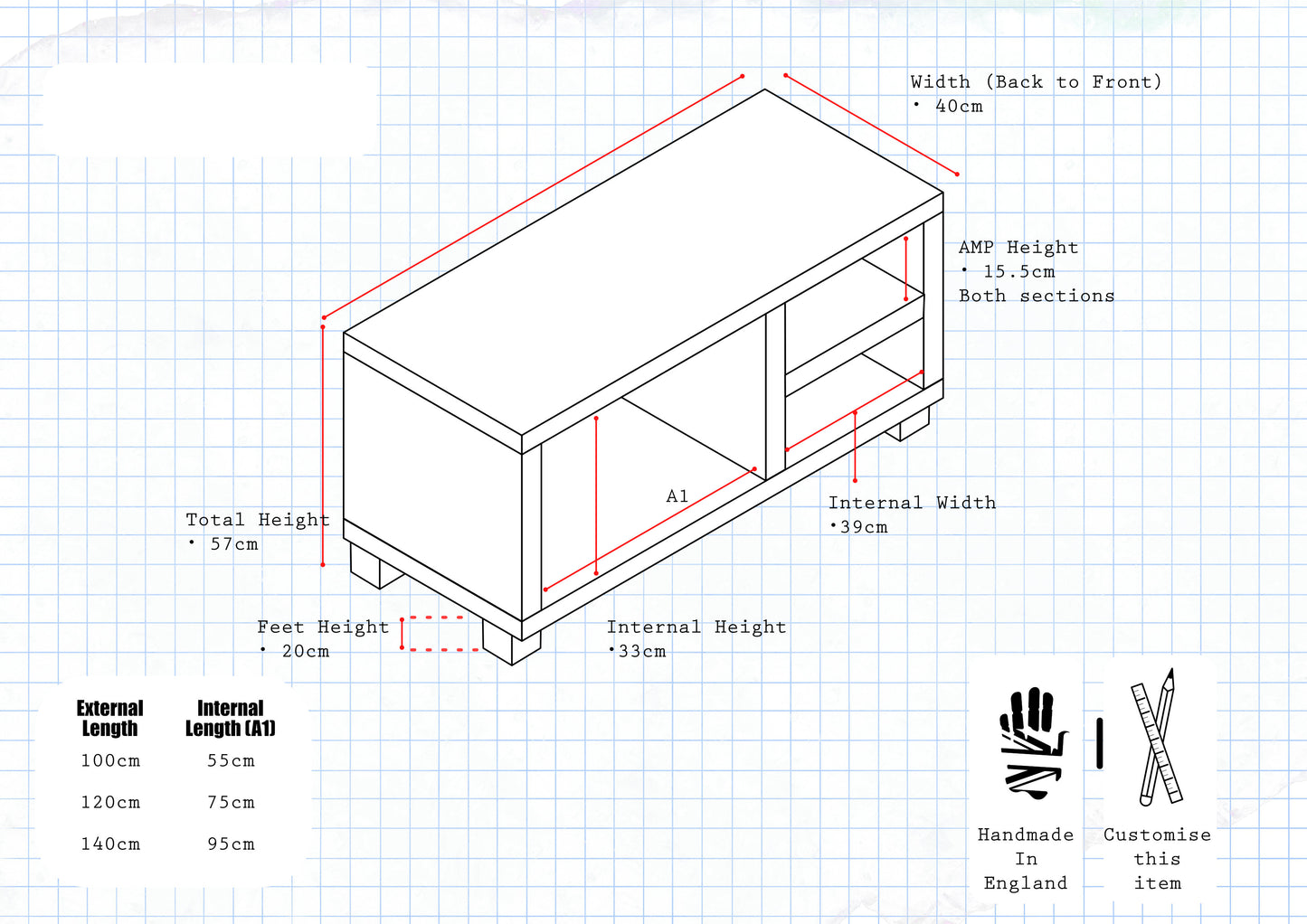 Wooden Record Player Stand with Shelves | Handmade Vinyl Cabinet