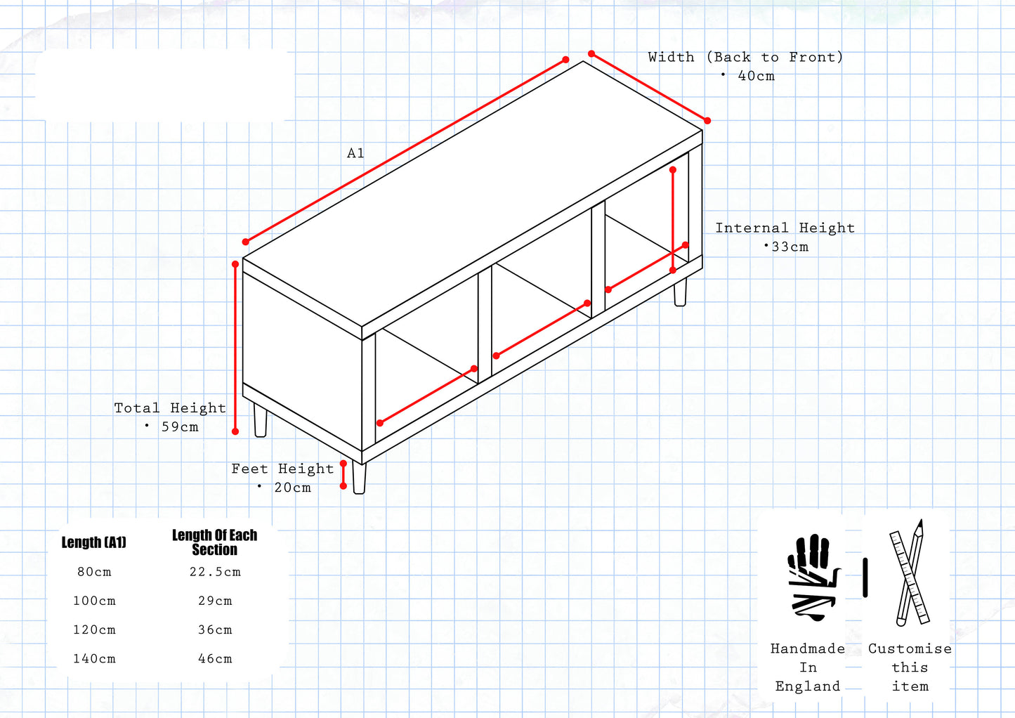 Record Player Stand, Vinyl LP Record Storage, Hifi Rack, Turntable Unit, Vinyl Storage Furniture - Many Colours Available!