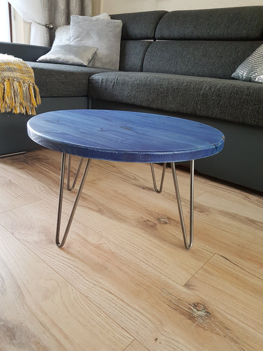 Low Round Coffee Table Wood, Rustic/ Industrial Round Table (60cm diameter) COLOUR FURNITURE