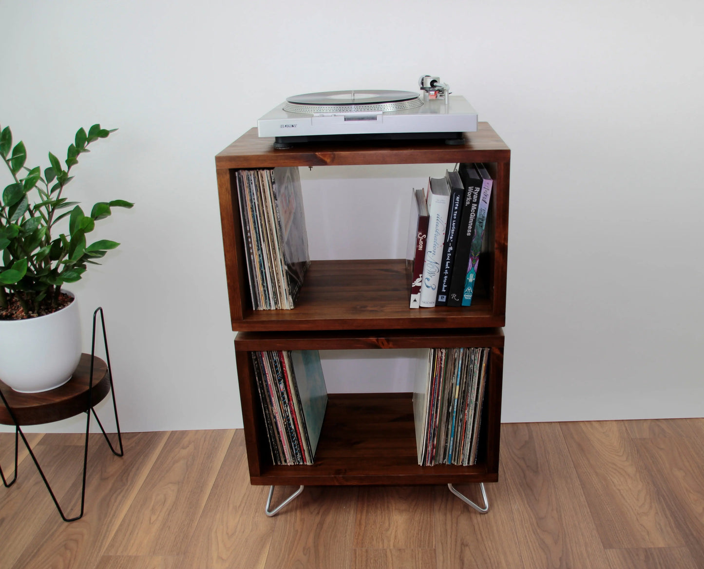 Double Decker Record Storage Stand - Record player unit with storage COLOUR FURNITURE