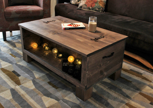 Wooden Chest Trunk Coffee Table,  Storage Box Trunk with Storage Space