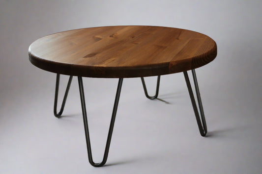 Low Round Coffee Table Wood, Rustic, Industrial Round Table COLOUR FURNITURE