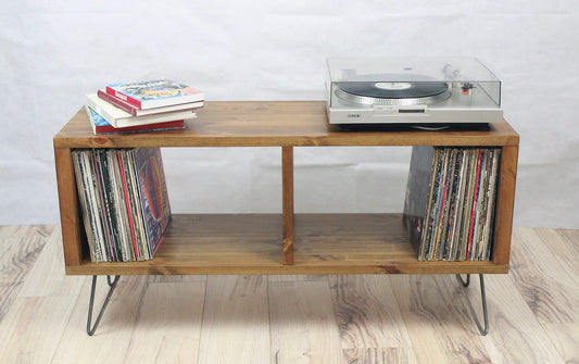 Wooden Industrial Record Player Stand, Record Storage Cabinet, TV stand, Records Stand - Middle Divider COLOUR FURNITURE