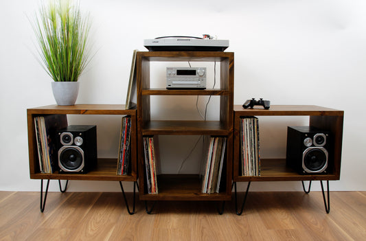 Large Record Player Stand - Record Player stand with storage - Entertainment Unit COLOUR FURNITURE