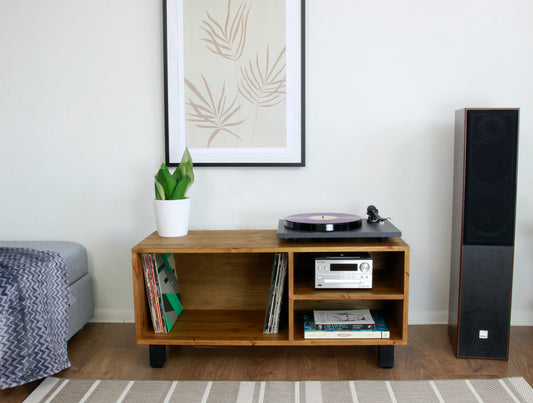 Wooden Record Player Stand with Shelves, Vinyl Storage Cabinet, Vinyl Player Stand COLOUR FURNITURE