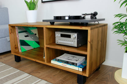 Wooden Record Player Stand with Shelves, Vinyl Storage Cabinet, Vinyl Player Stand COLOUR FURNITURE
