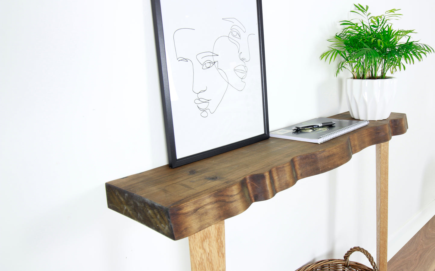 Life Edge Hallway Console, Sideboard Table with Solid Oak Legs COLOUR FURNITURE