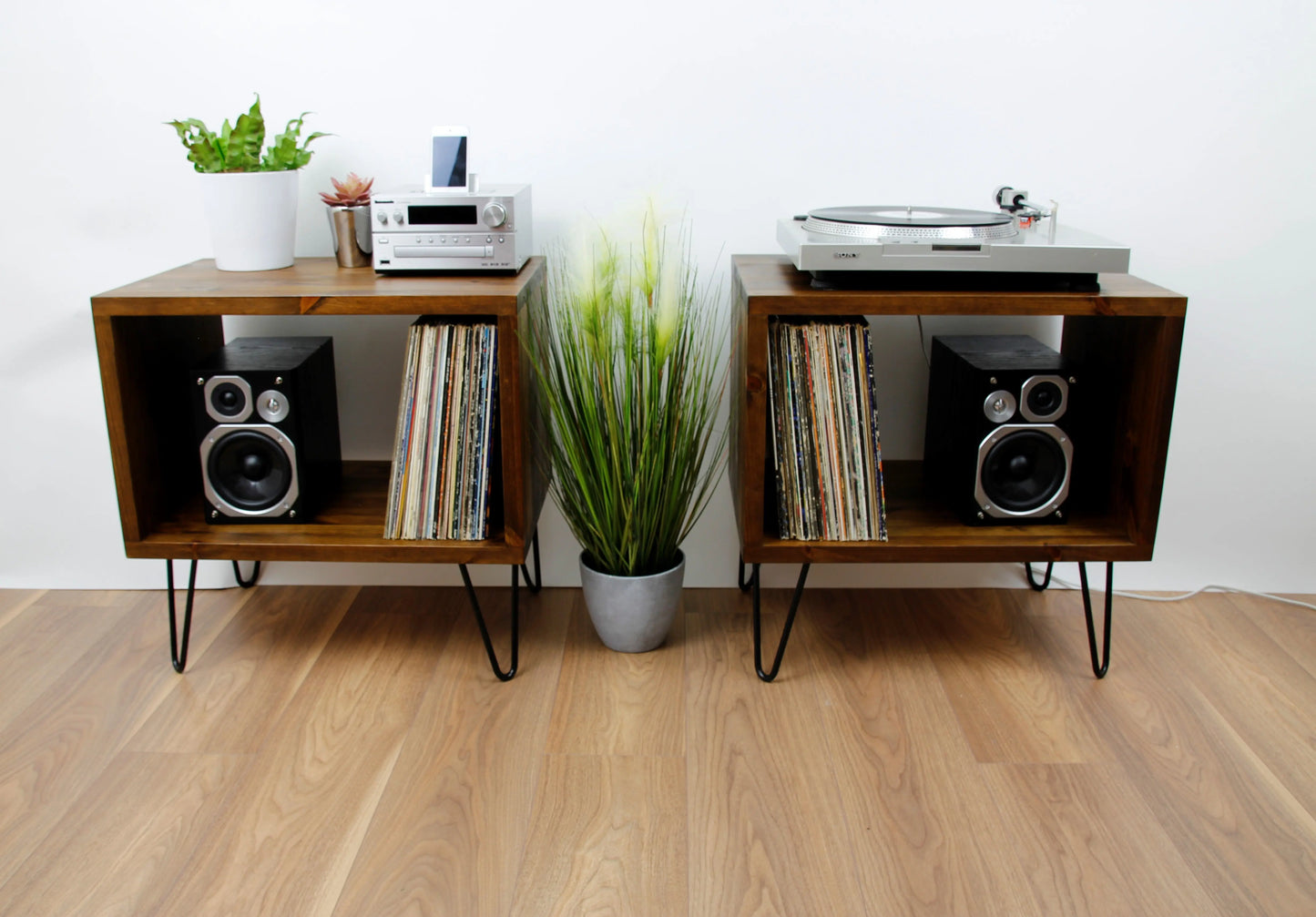 Rustic Industrial Wooden Bedside, Vinyl Storage Cabinets, Vinyl Player Stand COLOURLIMITED