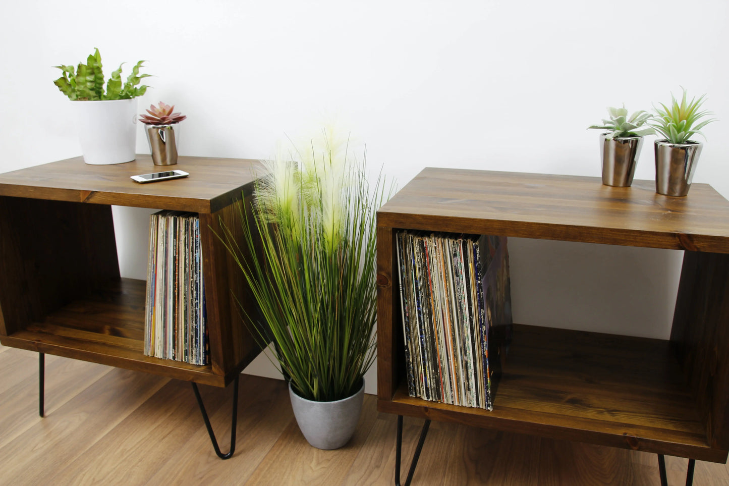 Rustic Industrial Wooden Bedside, Vinyl Storage Cabinets, Vinyl Player Stand COLOURLIMITED