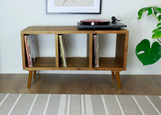 Record Player Table, Turntable Player Stand - Record Cabinet with wooden feet COLOUR FURNITURE