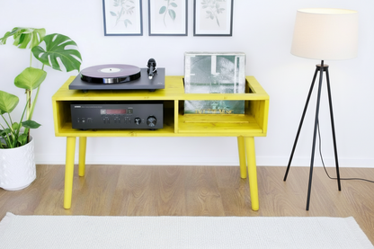 Solid Wood Record Player Stand & Vinyl Storage Unit | Handmade Cabinet