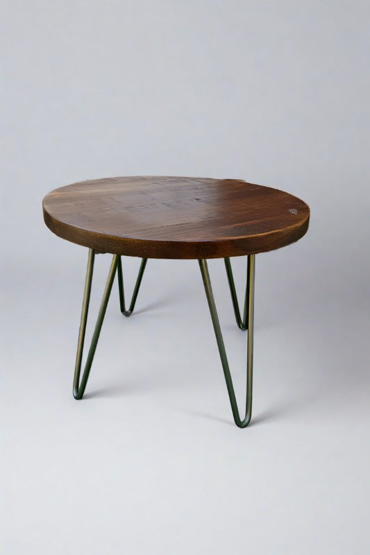 Rustic Industrial Coffee Table, Round Low Table, Side Table, Made with Solid Wood - Available in many Colours!
