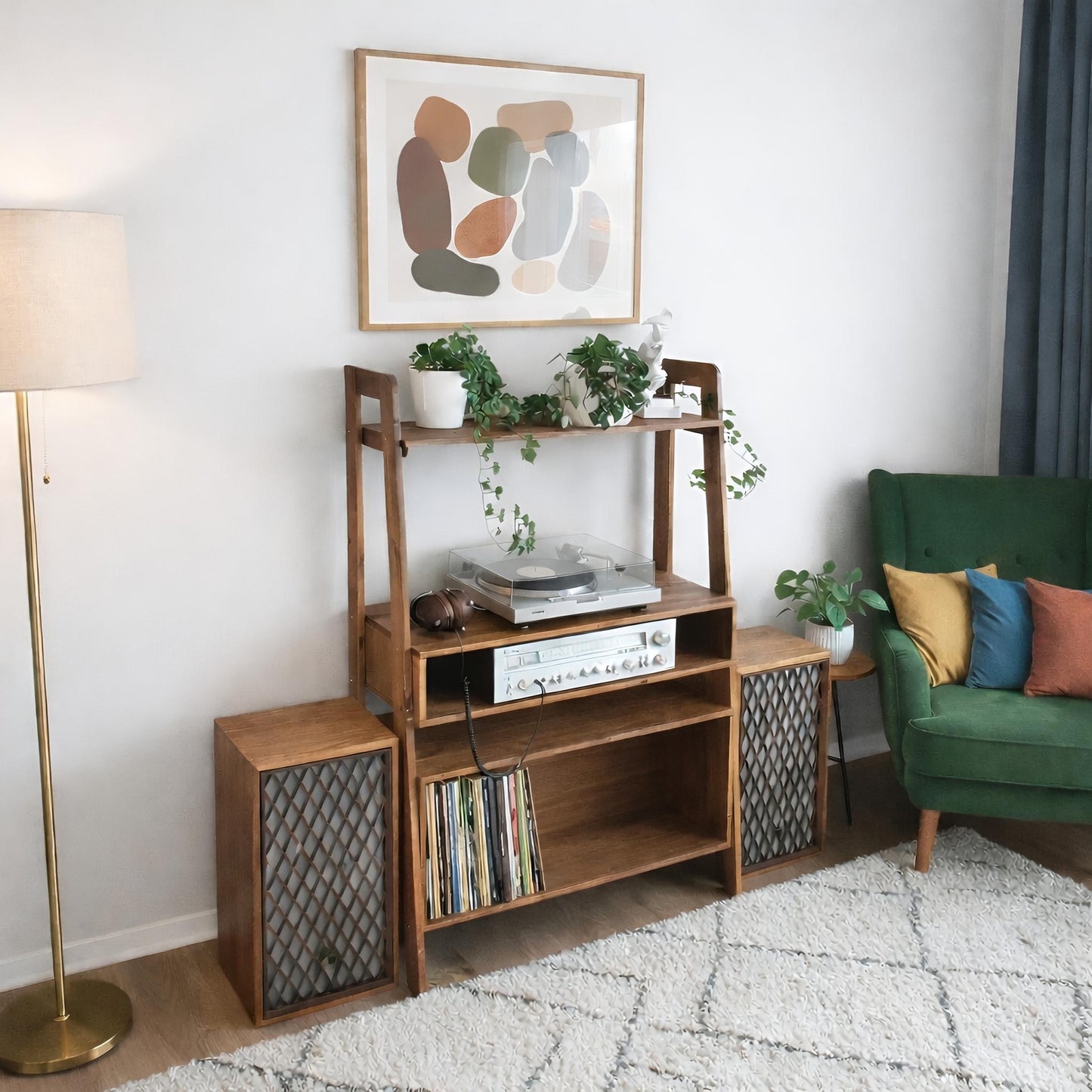 Mid Century - Record Player Stand, Vinyl LP Record Storage, Hifi Rack, Turntable Unit, Vinyl Storage Furniture - Many Colours Available!