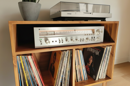 Solid Wood Industrial Record Stand & Vinyl Cabinet | Vinyl Unit with Legs