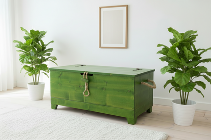 Rustic Wooden Blanket Box & Coffee Table Trunk | Solid Wood Ottoman Chest