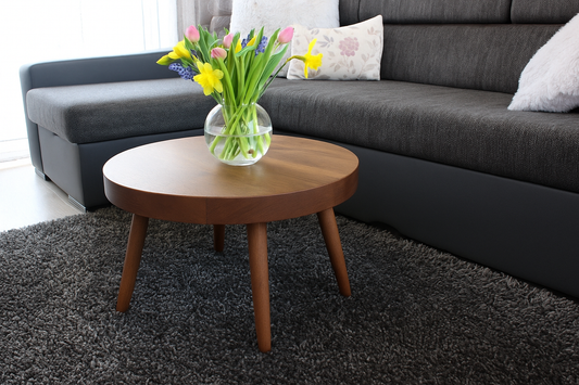 Rustic Industrial Coffee Table, Round Rectangle Low Table, Side Table, Made with Solid Wood - Available in many Colours!