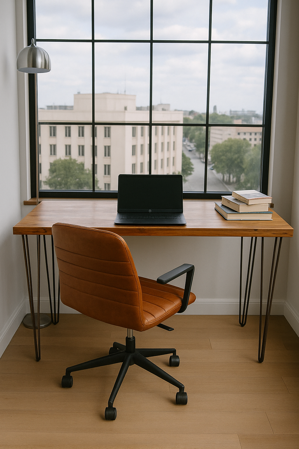 Rustic Industrial Office Desk | Solid Wood & Metal Work Table