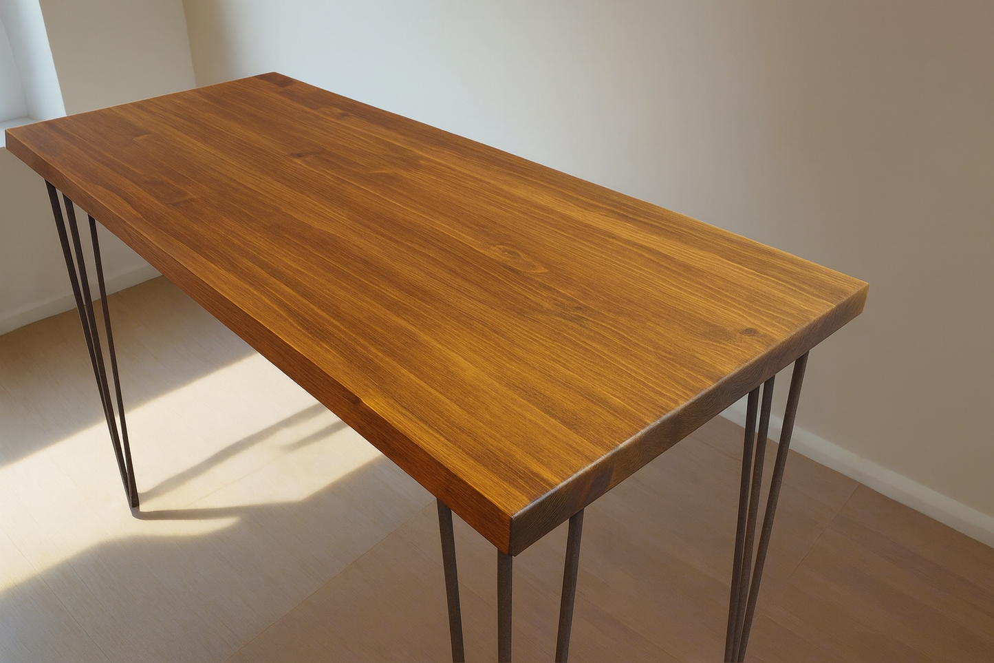 Rustic Industrial Office Desk | Solid Wood & Metal Work Table