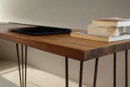 Rustic Industrial Office Desk | Solid Wood & Metal Work Table