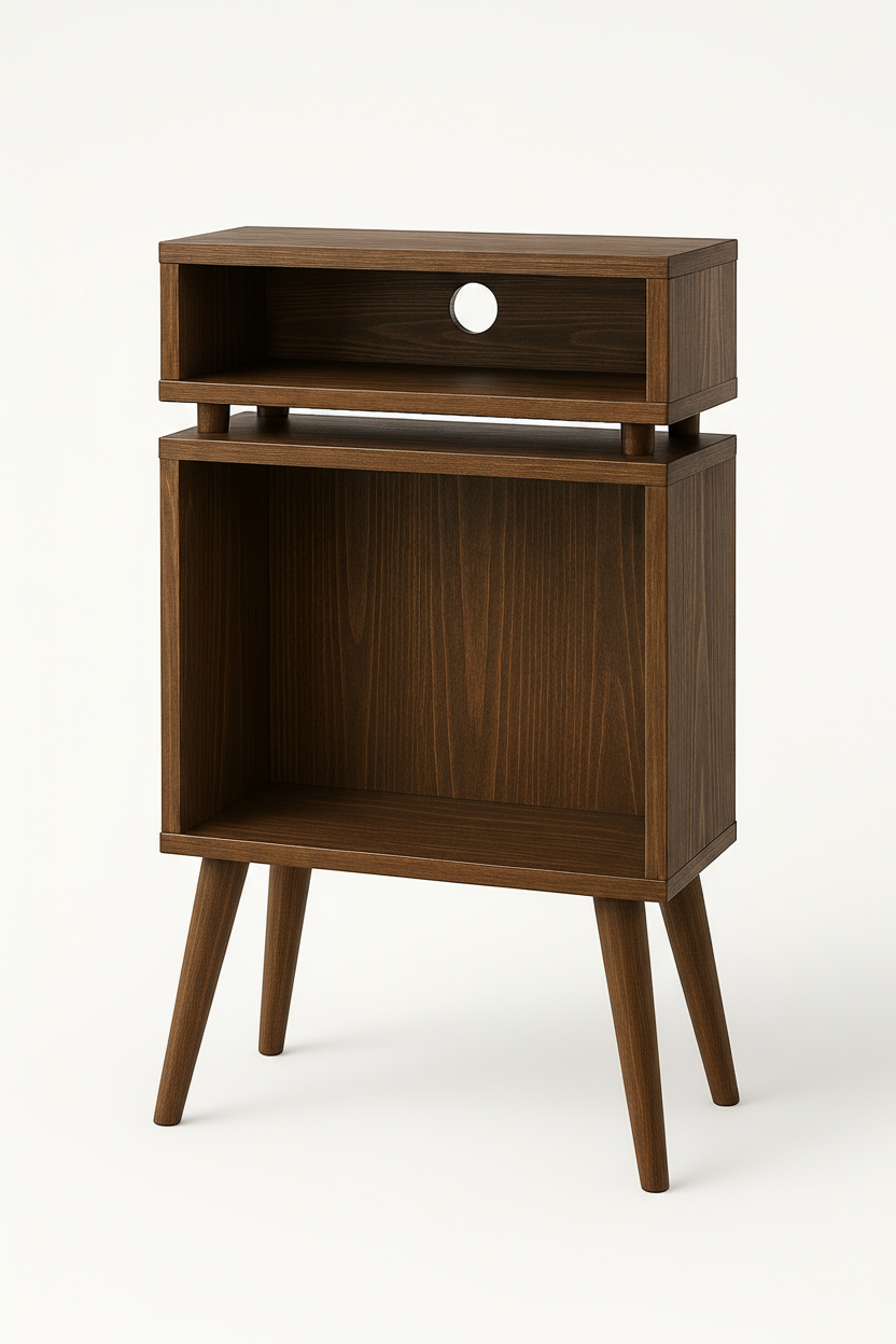Record Player Stand & Vinyl Storage Cabinet | Solid Wood Media Tower