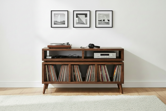 Turntable and Record Cabinet Made with Solid Wood
