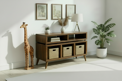 Turntable and Record Cabinet Made with Solid Wood