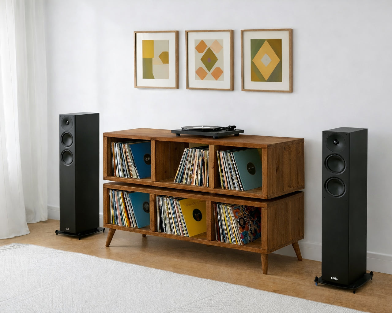Double Tier Vinyl Record Storage Unit - Turntable Stand