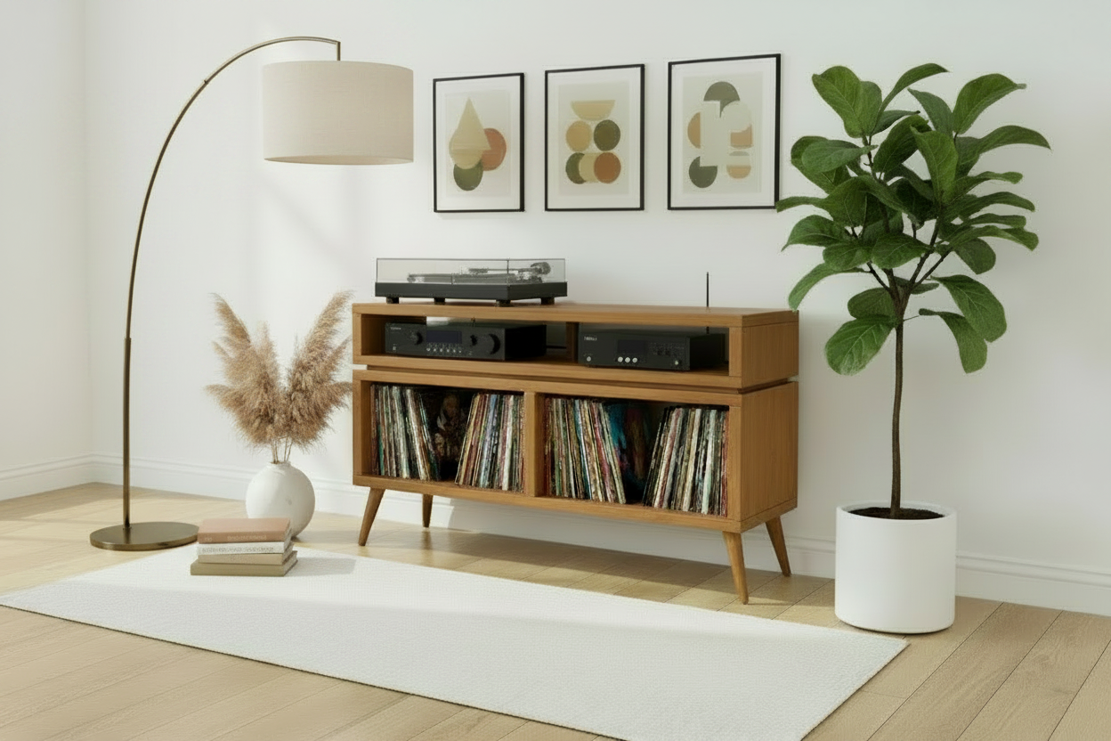Double Tier Vinyl Record Storage Unit - Turntable Stand