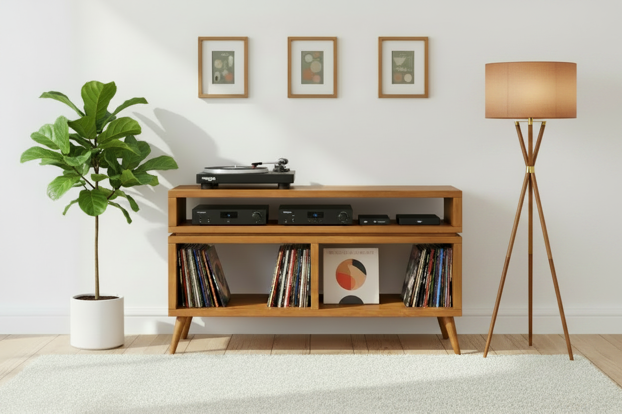 Double Tier Vinyl Record Storage Unit - Turntable Stand