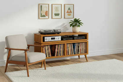 Double Tier Vinyl Record Storage Unit - Turntable Stand