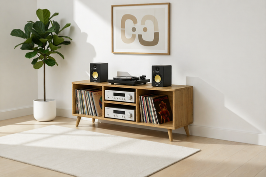 Audio Storage Unit Made with Solid Wood