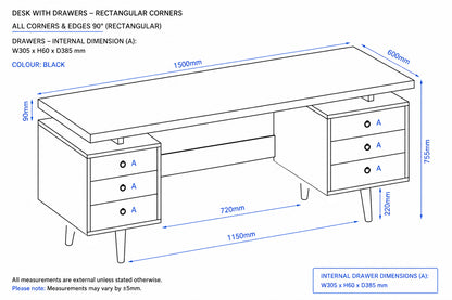 Custom Order - Large Desk in Black Finish