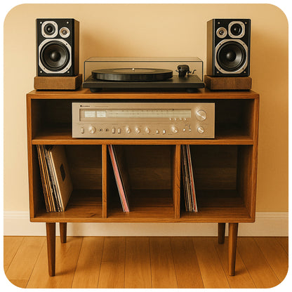 Wooden Industrial Record Player Stand, Music Cabinet COLOUR