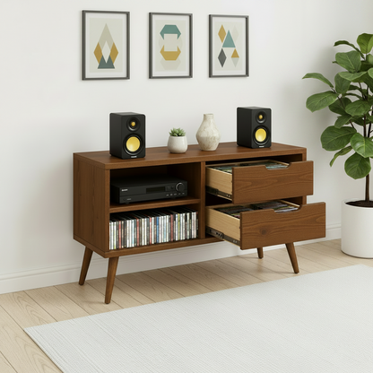 Wooden Multimedia Storage with Shelves | Handmade CD Storage Cabinet