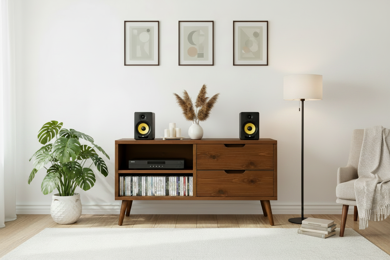 Wooden Multimedia Storage with Shelves | Handmade CD Storage Cabinet
