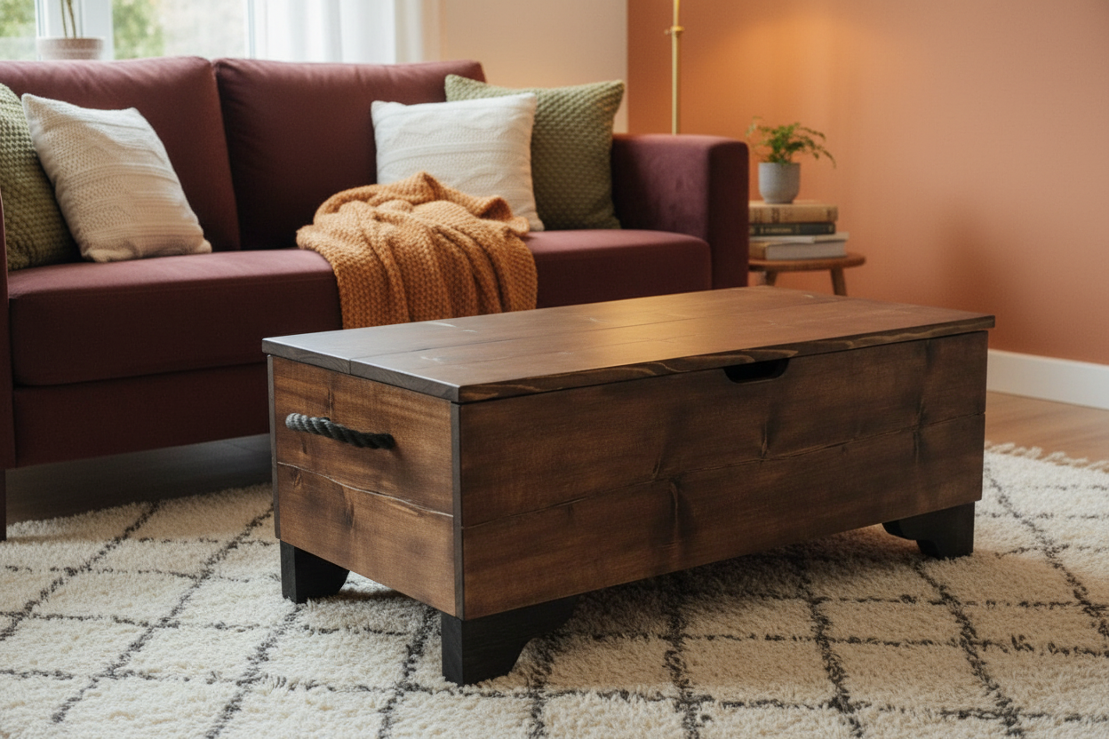 Rustic Industrial Trunk, Wooden Trunk,  Storage Trunk, Storage Chest, Trunk Coffee Table - Available in Many Colours!