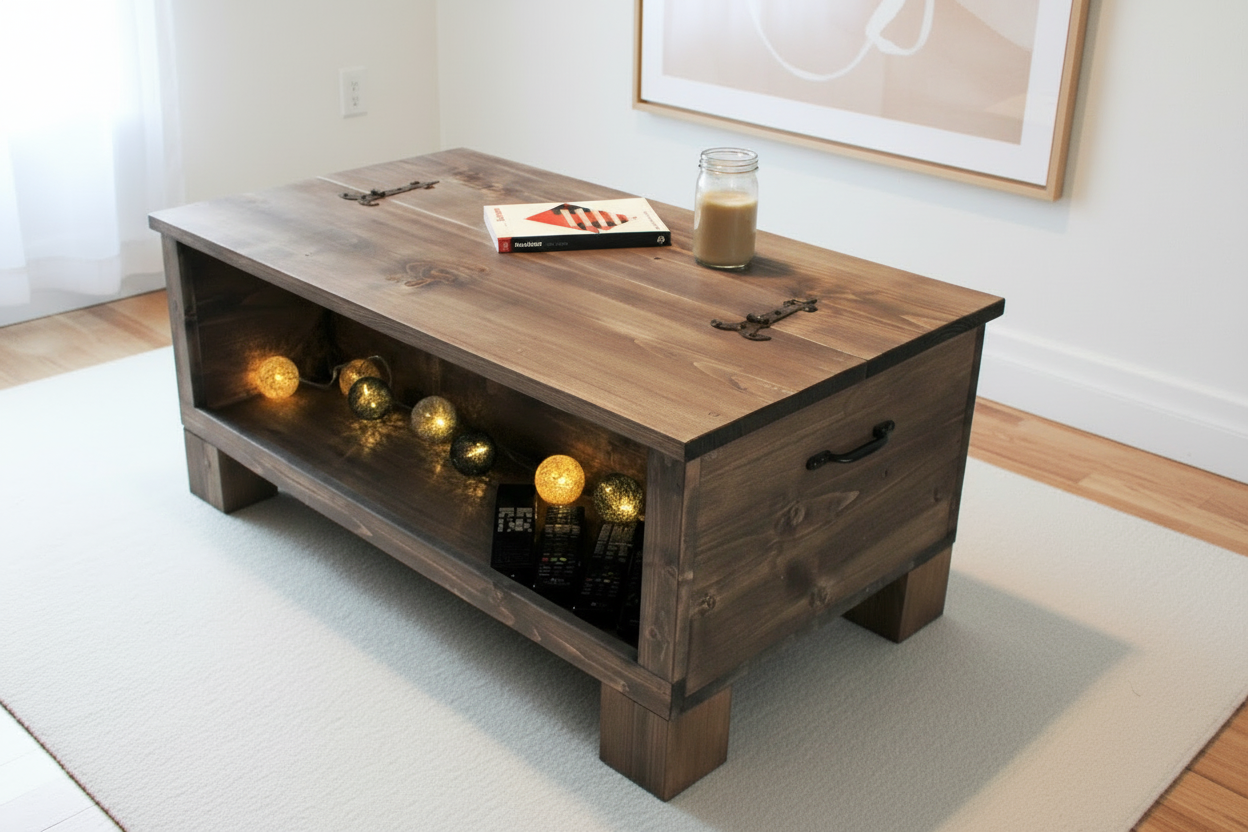 Wooden Chest Trunk Coffee Table, Wooden Box and Coffee Table - COLOUR ...