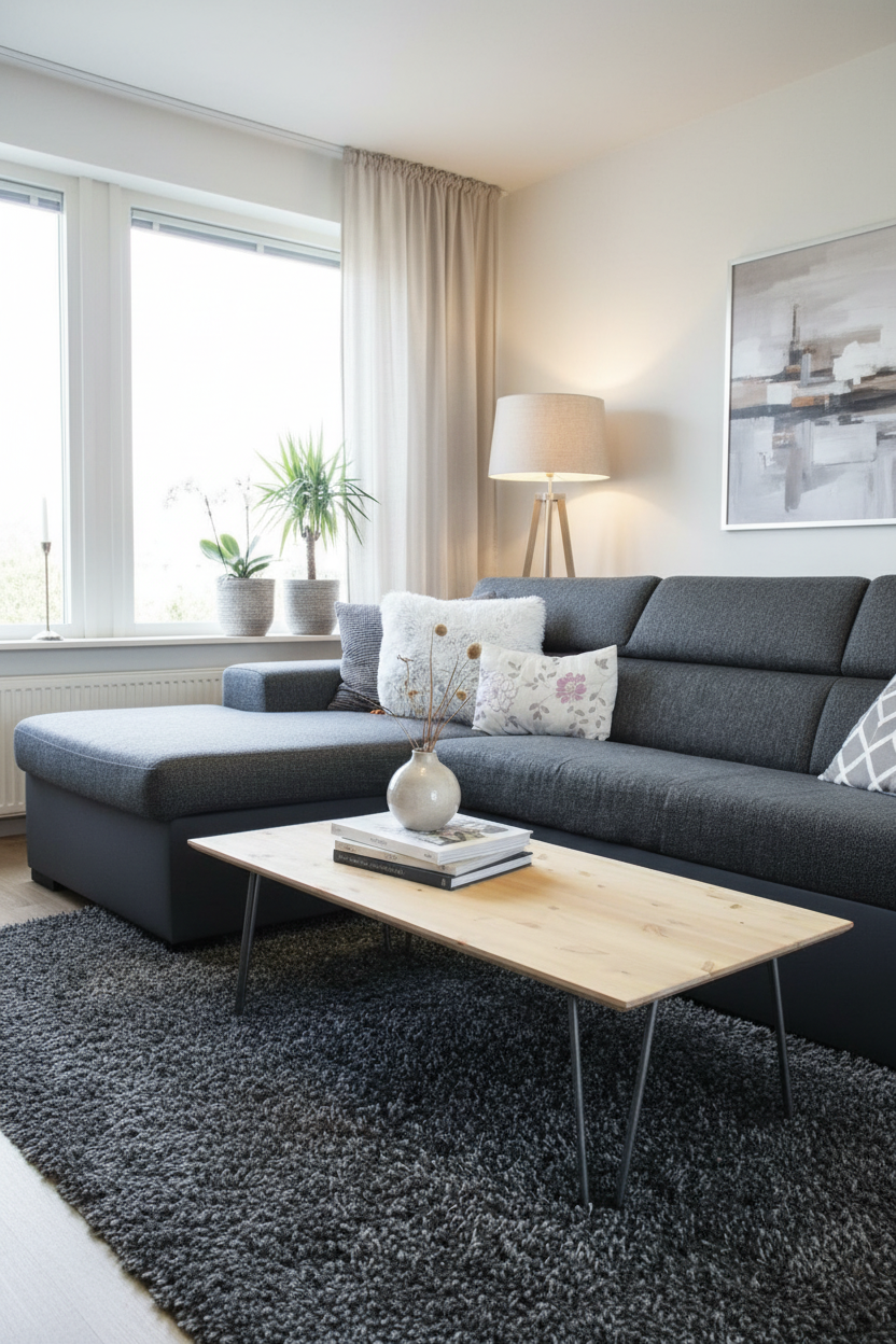 Rustic Industrial Coffee Table, Rectangle Low Table, Side Table, Made with Solid Wood - Available in many Colours!