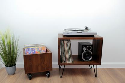 Vintage Industrial Wooden Bedside Table & Record Cabinet | Solid Wood