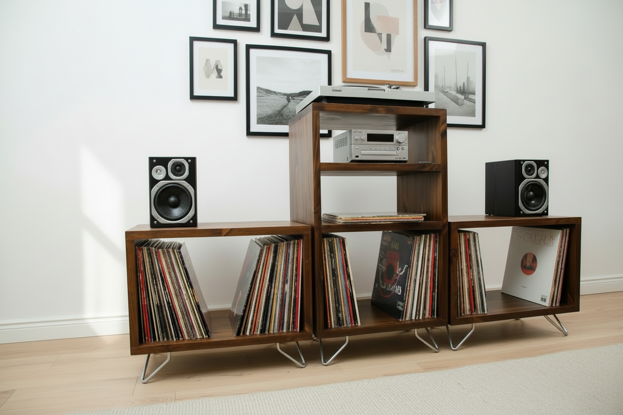 Record Player Stand, Vinyl LP Record Storage, Hifi Rack, Turntable Unit, Vinyl Storage Furniture - Many Colours Available!