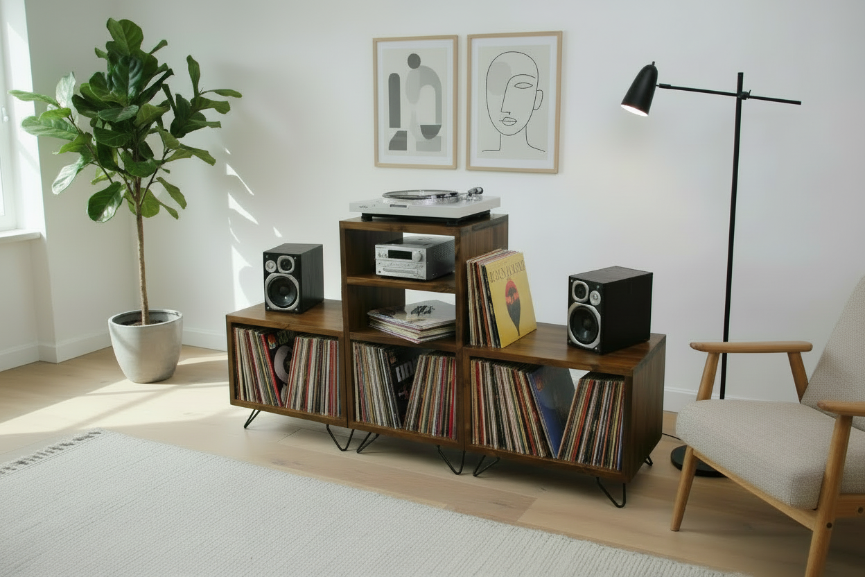 Record Player Stand, Vinyl LP Record Storage, Hifi Rack, Turntable Unit, Vinyl Storage Furniture - Many Colours Available!