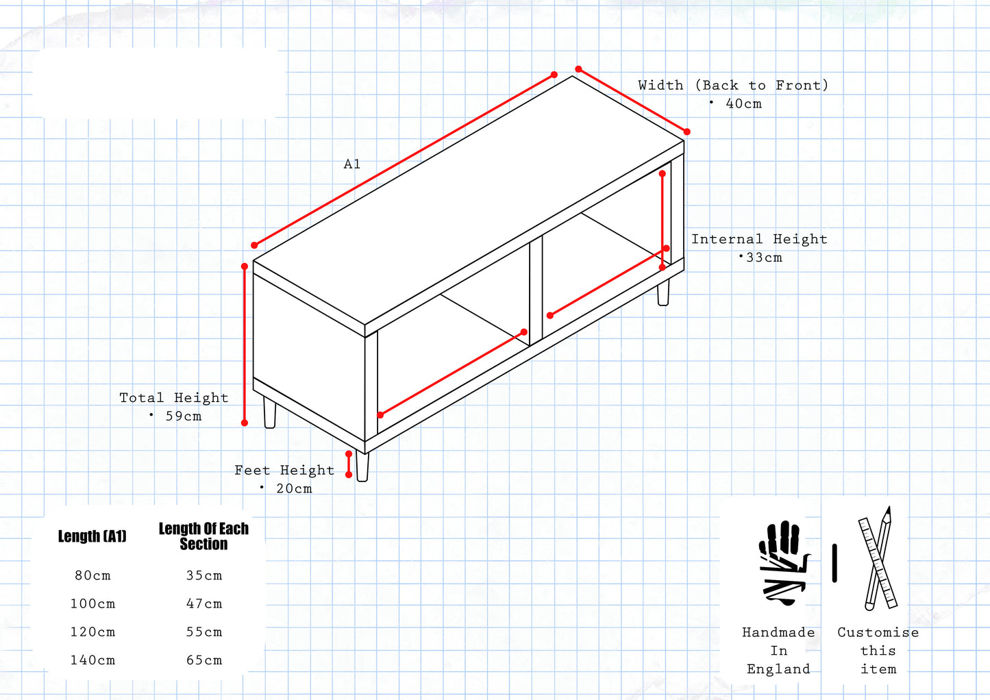 Record Player Stand, Vinyl LP Record Storage, Hifi Rack, Turntable Unit, Vinyl Storage Furniture - Many Colours Available!