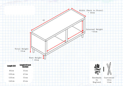 Record Player Stand, Vinyl LP Record Storage, Hifi Rack, Turntable Unit, Vinyl Storage Furniture - Many Colours Available!