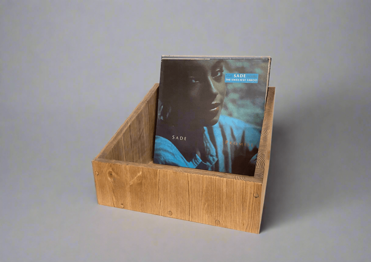 Scatola Portadischi In Legno Beat Boxes 2 Toni Artigianale Vintage Marrone - 3